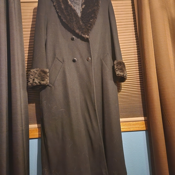 JAD Vintage wool coat with faux fur trim size 16 - Picture 4 of 5